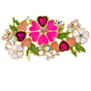 Flower Pink Crystal Brooch